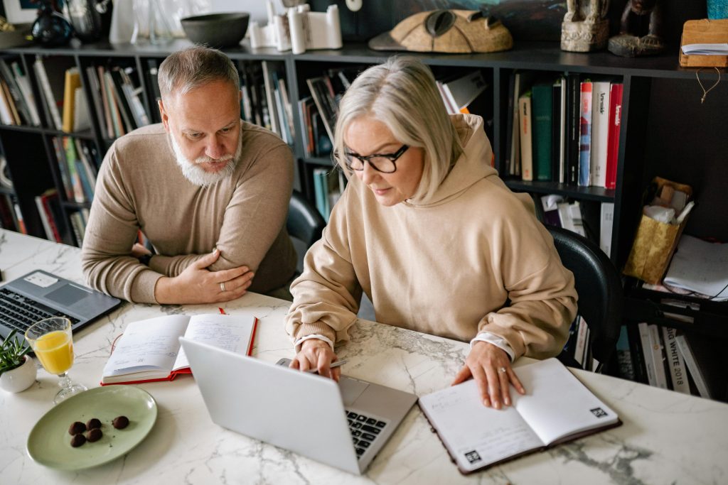 retired couple on tele wealth session